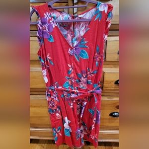 Old Navy romper shirts,  sz Medium, red, purple, green. Tie waist